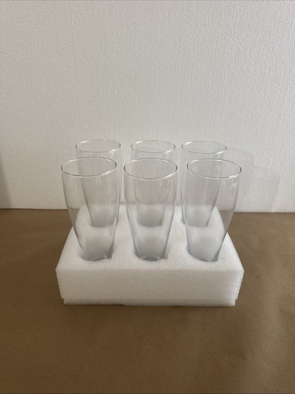 Glasaveronix Set of 6 Clear Glass Tumblers – Modern Drinking Glasses. New